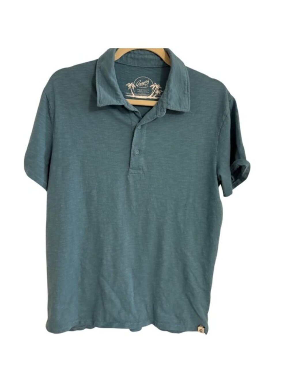 Grayers Polo Shirt Sunwashed 2 Button Cotton Men’s Size Medium Teal Green Blue